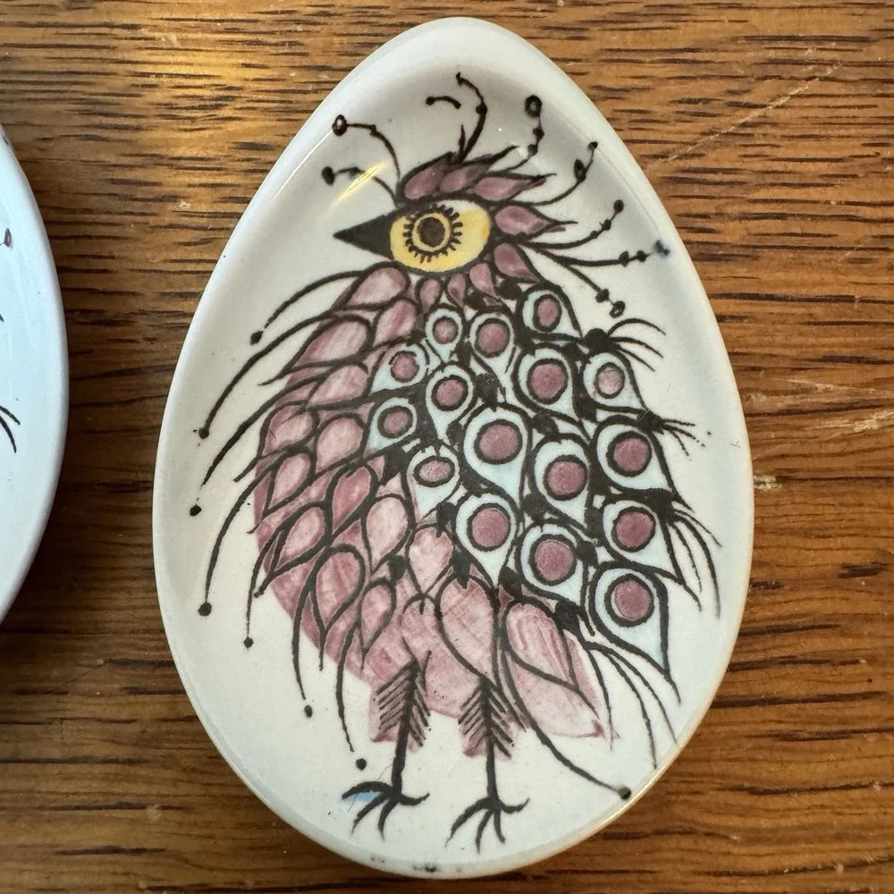 Royal Copenhagen Tenera Crazy Bird Pin Dish Set Of 2 Beth Breyen Denmark 1960s